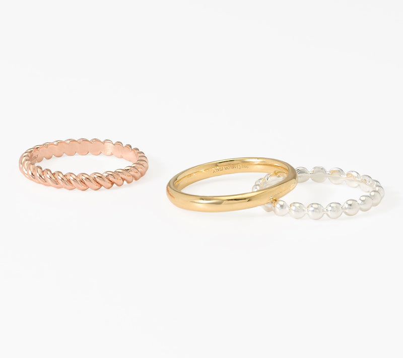 Ultrafine 950 Silver Set of 3 Rings — View 2