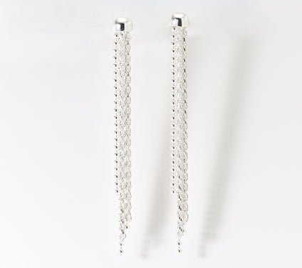 Ultrafine 950 Silver Beaded Dangle Earrings