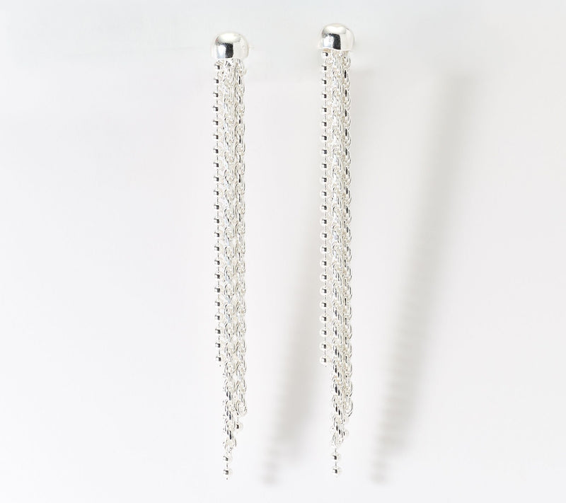 Ultrafine 950 Silver Beaded Dangle Earrings — Main view