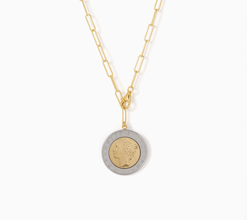 Ultrafine 950 Silver Lira Coin Adjustable Necklace — Main view