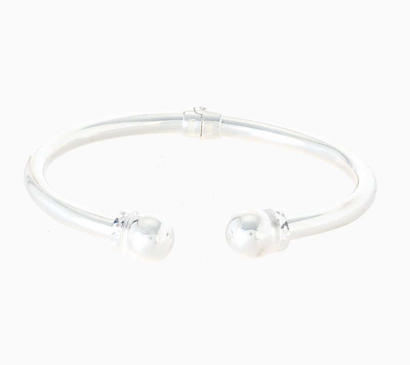 Ultrafine 950 Silver Polished & Diamond Cut Cuff — Main view