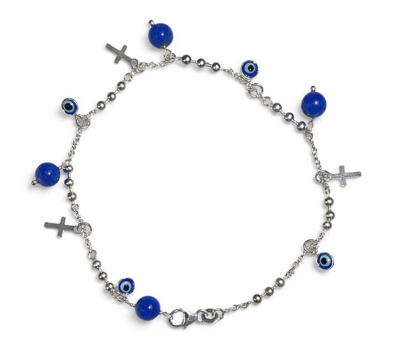Alkeme Sterling Lapis, Cross & Evil Eye Prote ct Me Bracelet — View 2
