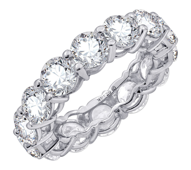 Diamonique Round Cut Eternity Ring, Sterling Silver — Main view