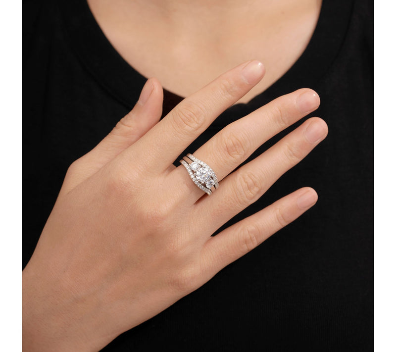 Diamonique 2.75 cttw Bridal Ri ng Set, Sterlin g Silver — View 3