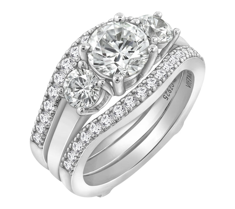Diamonique 2.75 cttw Bridal Ri ng Set, Sterlin g Silver — View 5