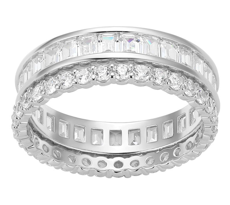 Diamonique Stackable Ring Set, Sterling Silver — View 9