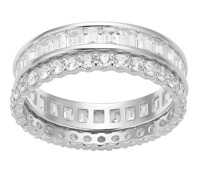 Diamonique Stackable Ring Set, Sterling Silver — Main view