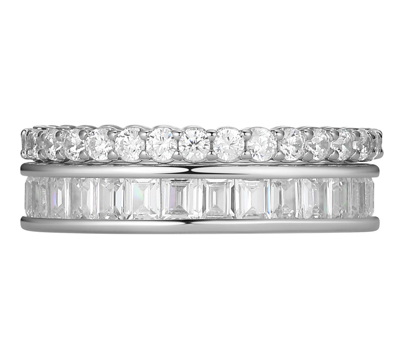 Diamonique Stackable Ring Set, Sterling Silver — View 2