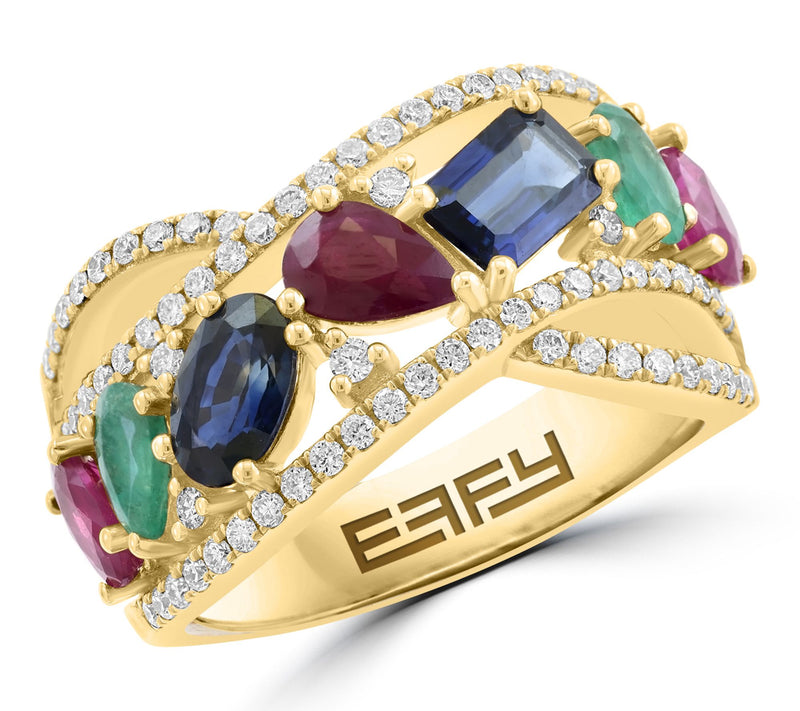 Effy Diamond, Emerald, Ruby & Sapphire Ring, 14K Gold — Main view