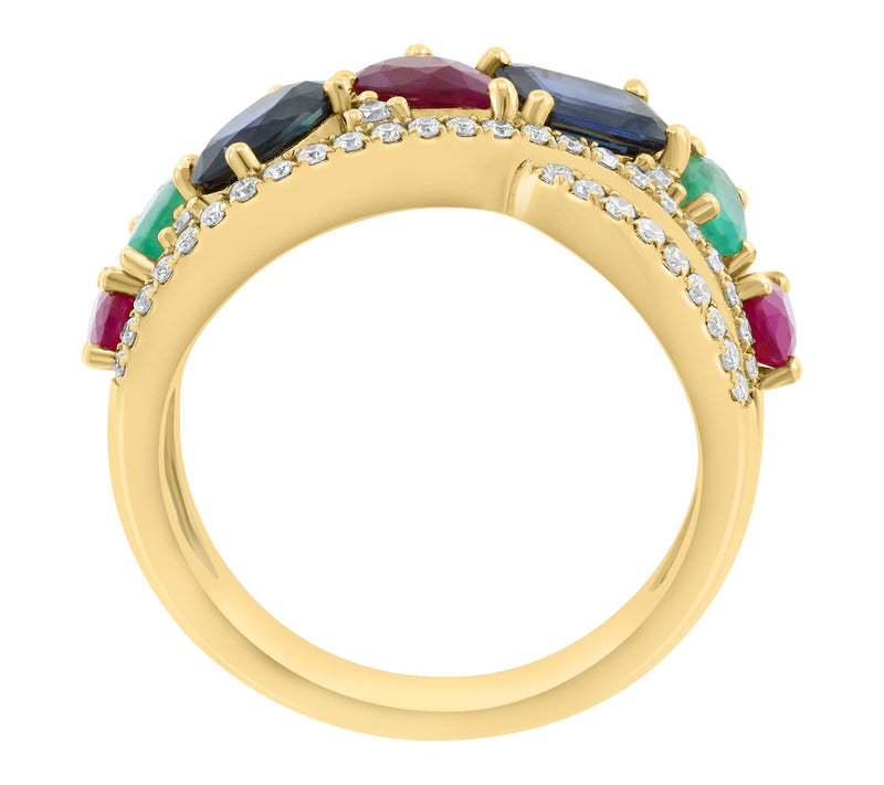 Effy Diamond, Emerald, Ruby & Sapphire Ring, 14K Gold — View 2