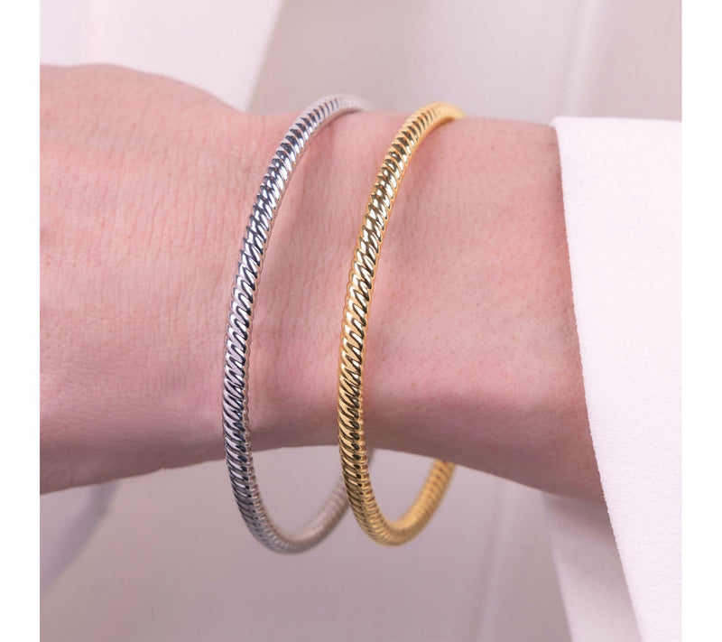 Bronzo Italia 4mm Striped Tube Slip On Bangle — View 4