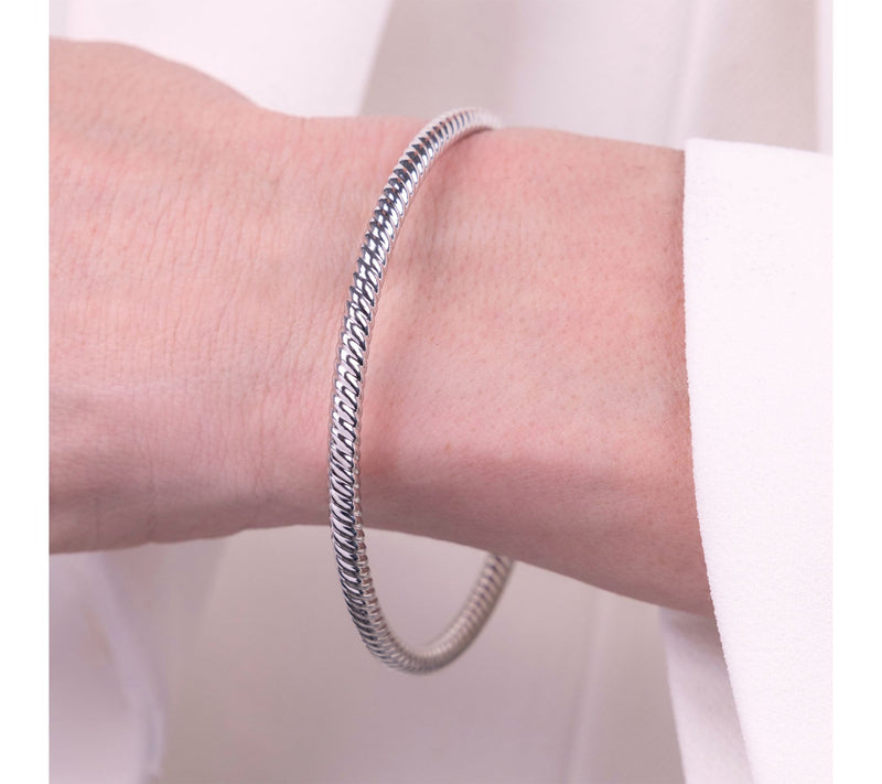 Bronzo Italia 4mm Striped Tube Slip On Bangle — View 3