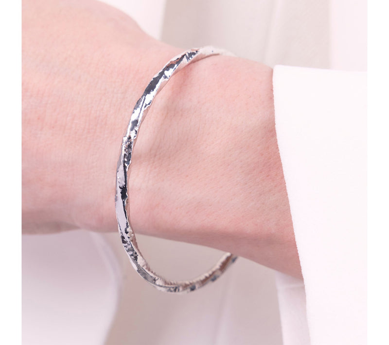 Bronzo Italia 4 mm Twisted Hamm ered Tube Slip On Bangle — View 4