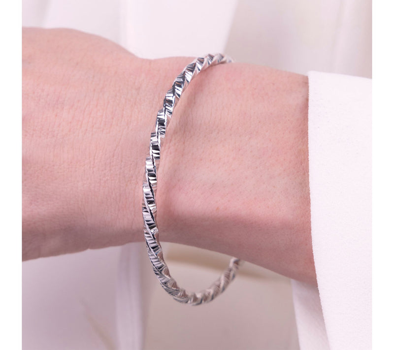 Bronzo Italia 4mm Twisted Tube Slip On Bangle — View 4