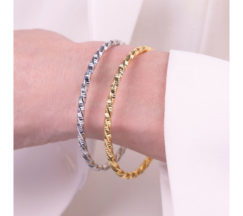 Bronzo Italia 4mm Twisted Tube Slip On Bangle — View 5