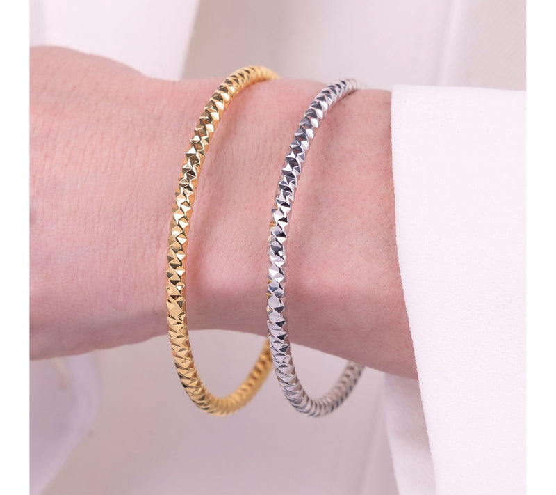Bronzo Italia 4mm Textured Tube Slip On Bangle — View 5