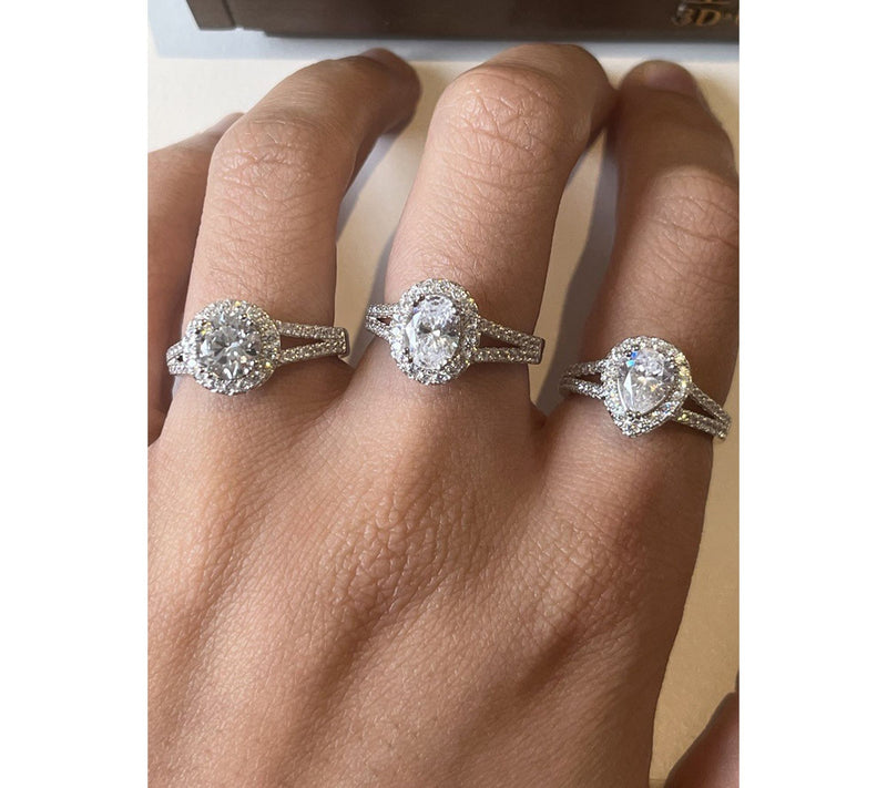 Diamonique Halo Cocktail Ring, Sterling Silver — View 2