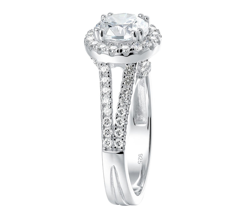 Diamonique Halo Cocktail Ring, Sterling Silver — View 4