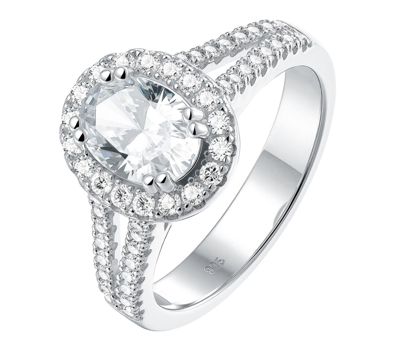 Diamonique Halo Cocktail Ring, Sterling Silver — View 3