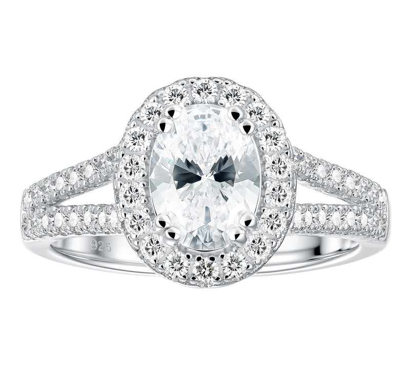 Diamonique Halo Cocktail Ring, Sterling Silver — Main view