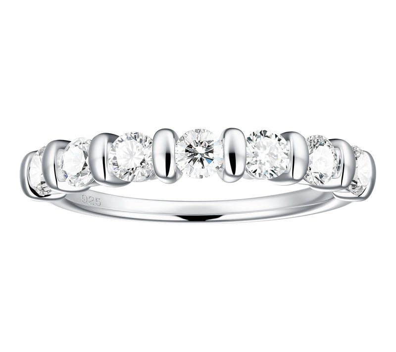 Diamonique Round Cut Half Eternity Band Ring, Sterling Silver — View 6
