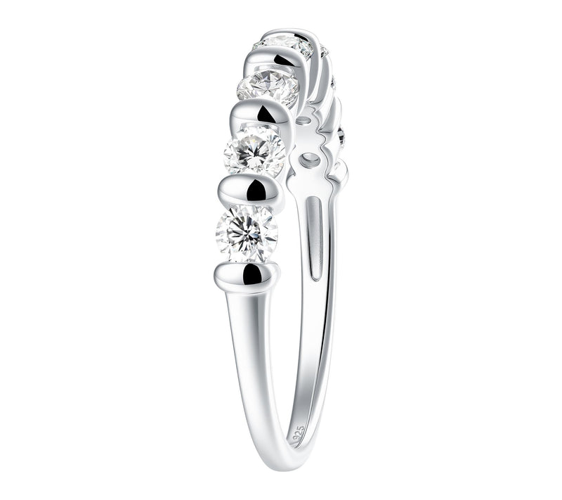 Diamonique Round Cut Half Eternity Band Ring, Sterling Silver — View 4