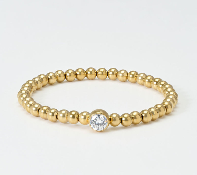 Steel by Diamonique Bead & Bezel Set Stretch Bracelet — View 7