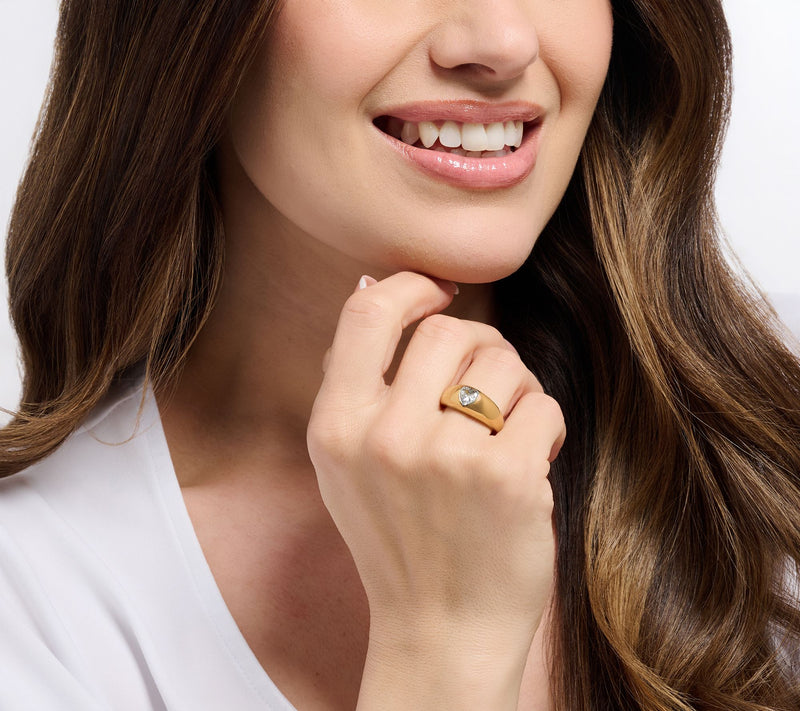 Steel by Diamonique Single Heart Cut Ring — View 5