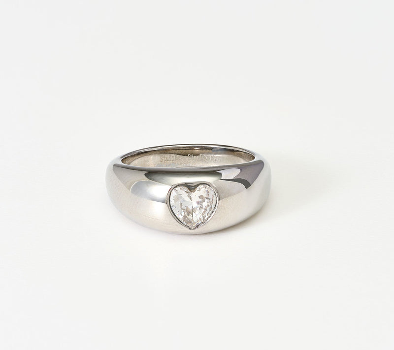 Steel by Diamonique Single Heart Cut Ring — View 8