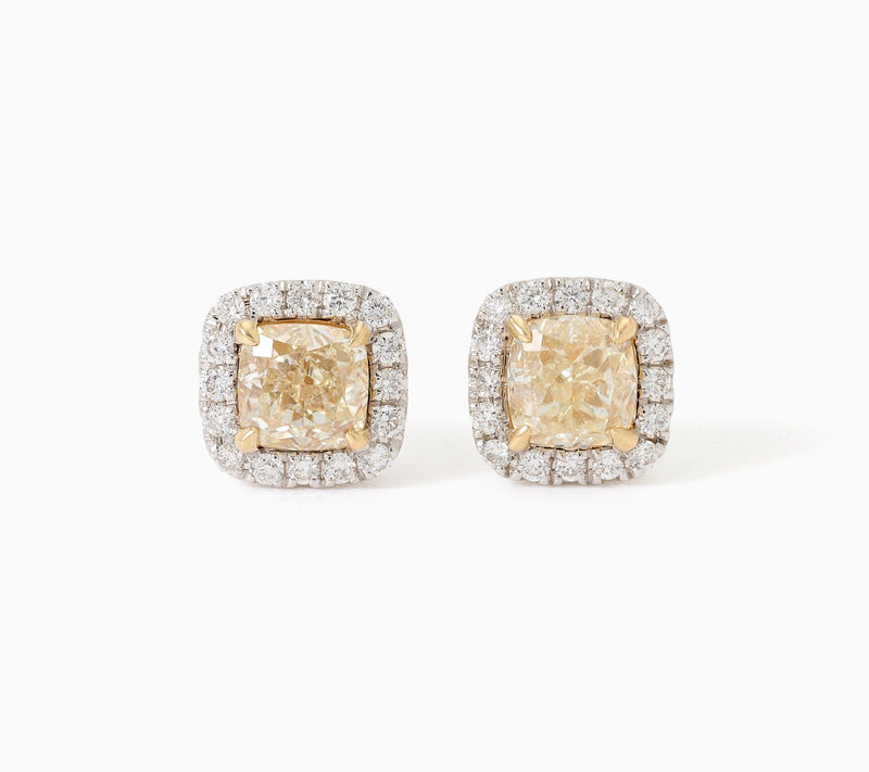 John Digangi VS Diamonds 0.80 ctw Yellow Cushion Cut Earring, 14K — Main view