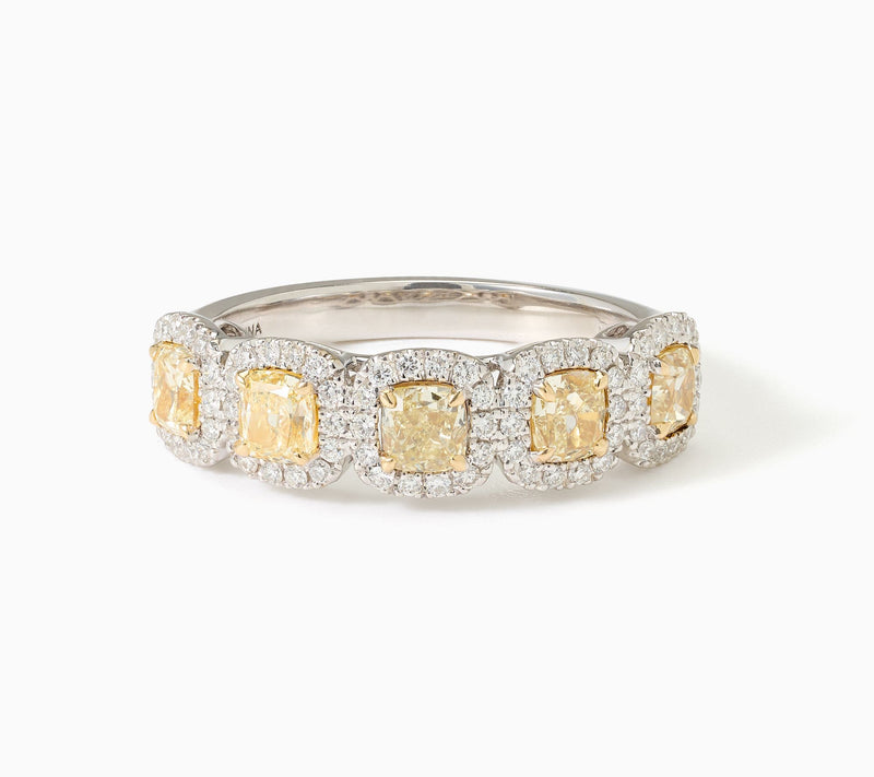 John Digangi VS Diamonds 1.35 ctw Yellow 5-Stone Cushion Cut Ring, 14k — Main view