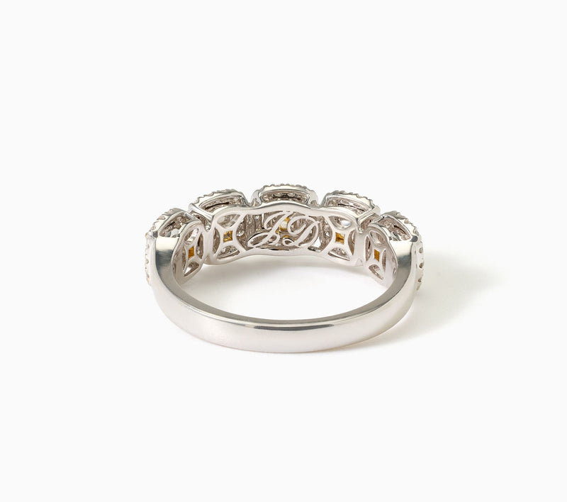 John Digangi VS Diamonds 1.35 ctw Yellow 5-Stone Cushion Cut Ring, 14k — View 3
