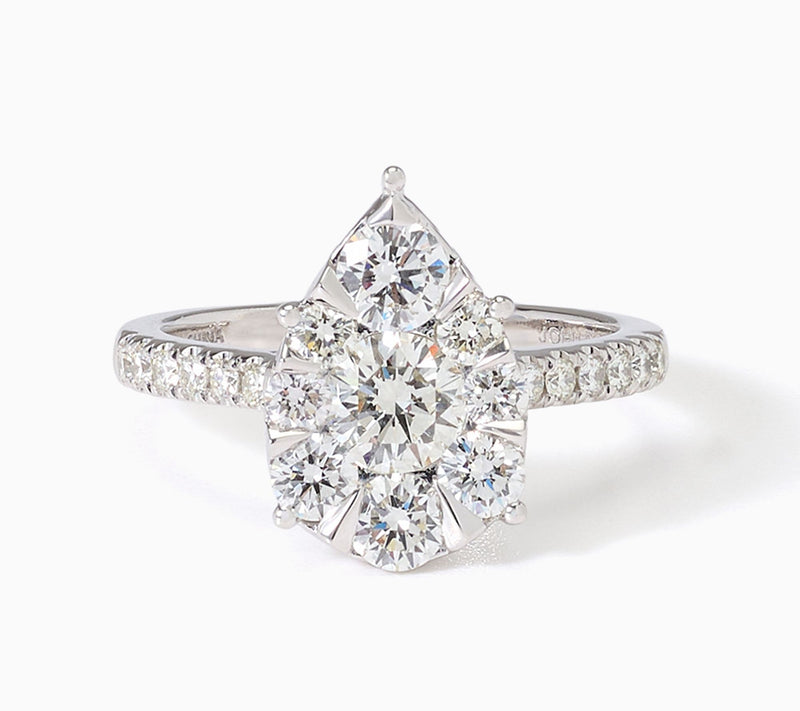 John Digangi VS Diamonds 1.50 cttw Pear Frame Round Cut Ring, Platinum — View 2