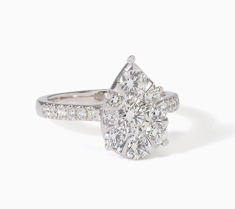 John Digangi VS Diamonds 1.50 cttw Pear Frame Round Cut Ring, Platinum — Main view