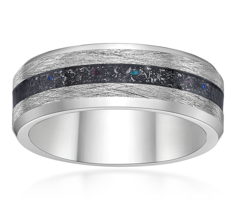 LYNX Men's Stainless Steel & Crushed Titanium Ring — Main view