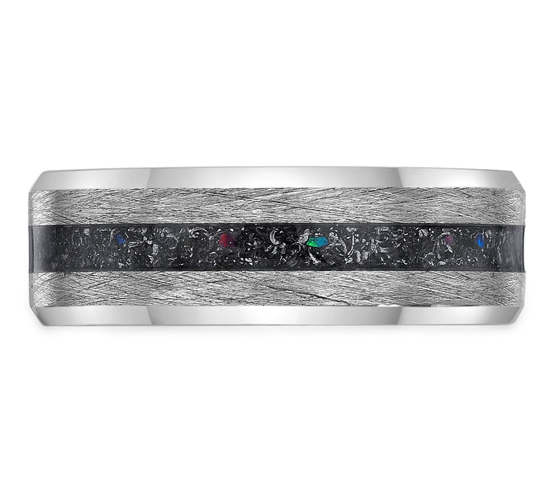 LYNX Men's Stainless Steel & Crushed Titanium Ring — View 2