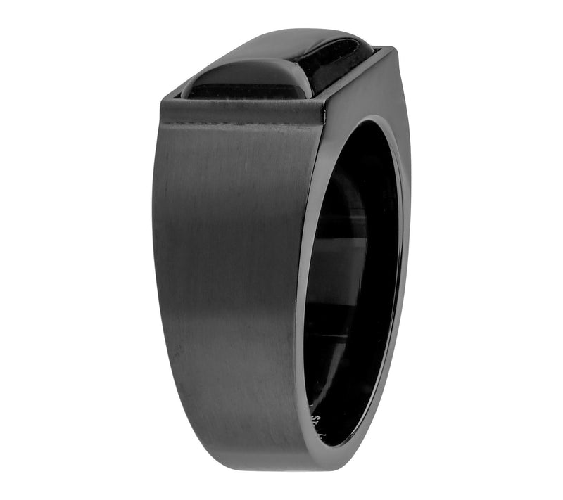 LYNX Men's Black IP Black Agate Ring — View 2