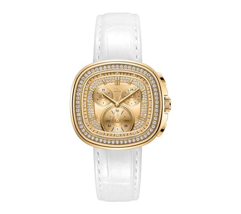 JBW Men's Coast 18K Gold Plated Crystal White Strap Watch — View 7