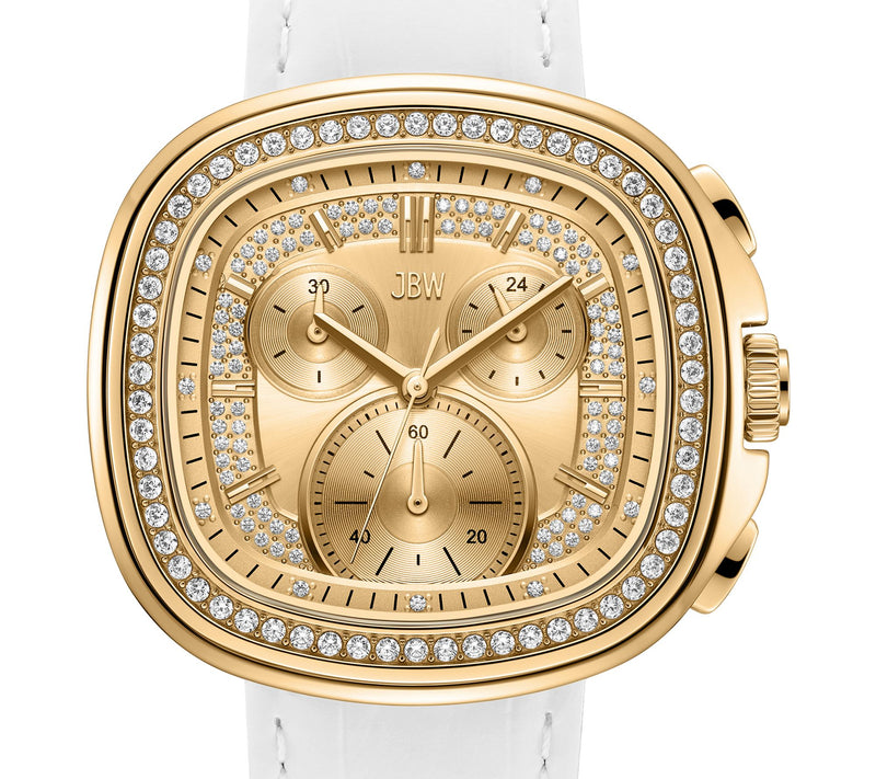 JBW Men's Coast 18K Gold Plated Crystal White Strap Watch — View 4