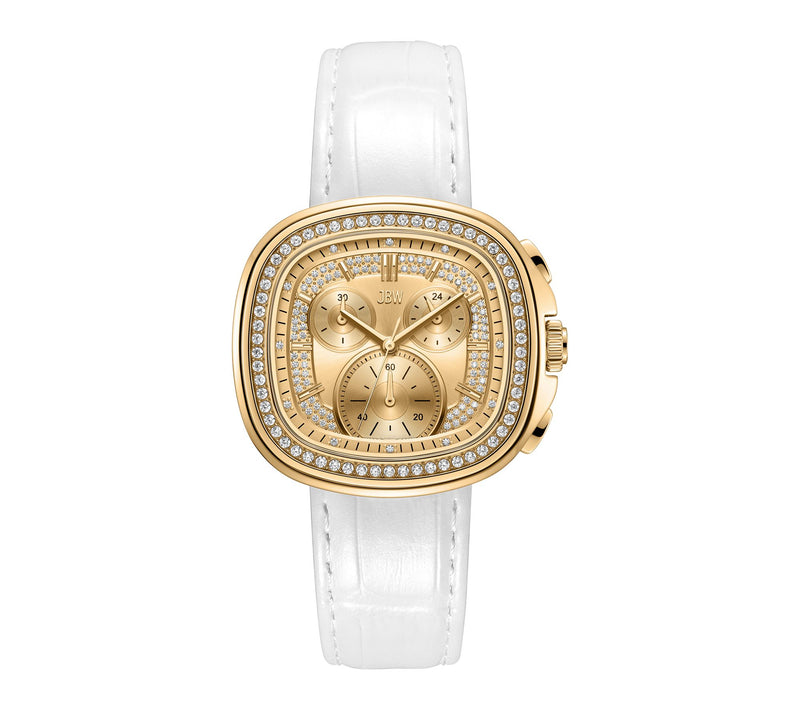 JBW Men's Coast 18K Gold Plated Crystal White Strap Watch — Main view