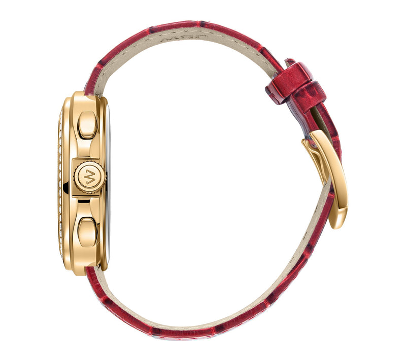JBW Men's Coast 18K Gold Plated Crystal Red Strap Watch — View 5