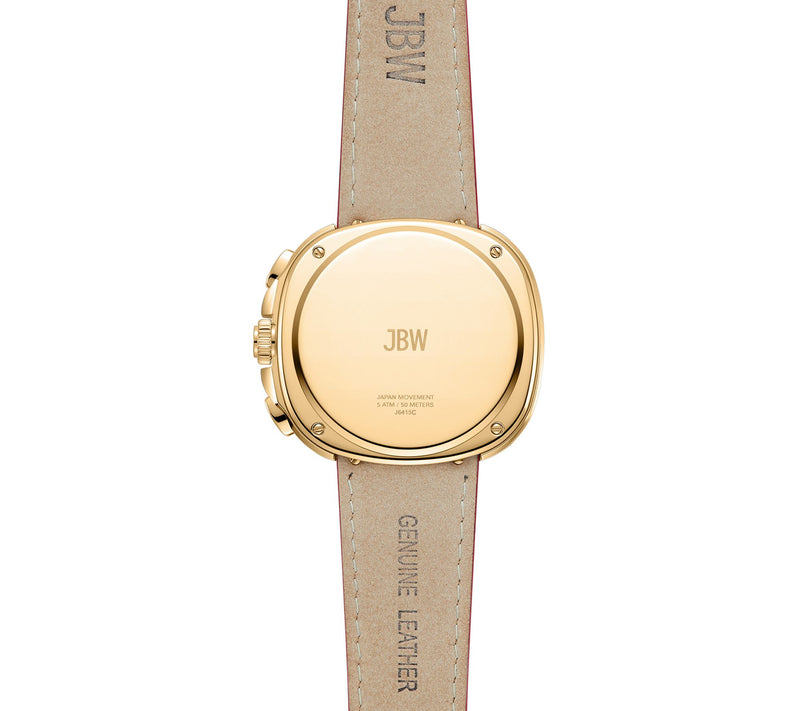 JBW Men's Coast 18K Gold Plated Crystal Red Strap Watch — View 2