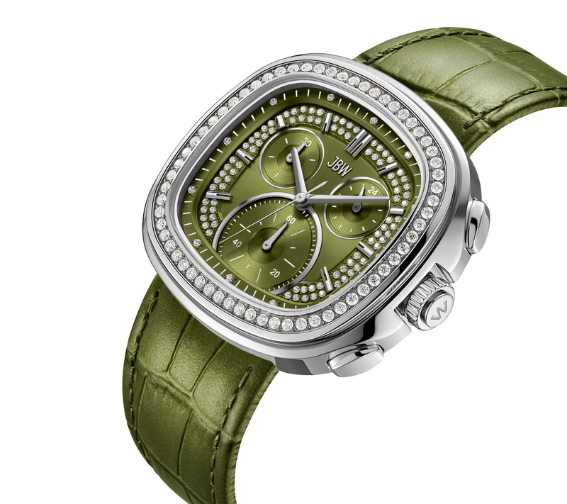 JBW Men's Coast Stainless Steel Crystal Green Strap Watch — View 3