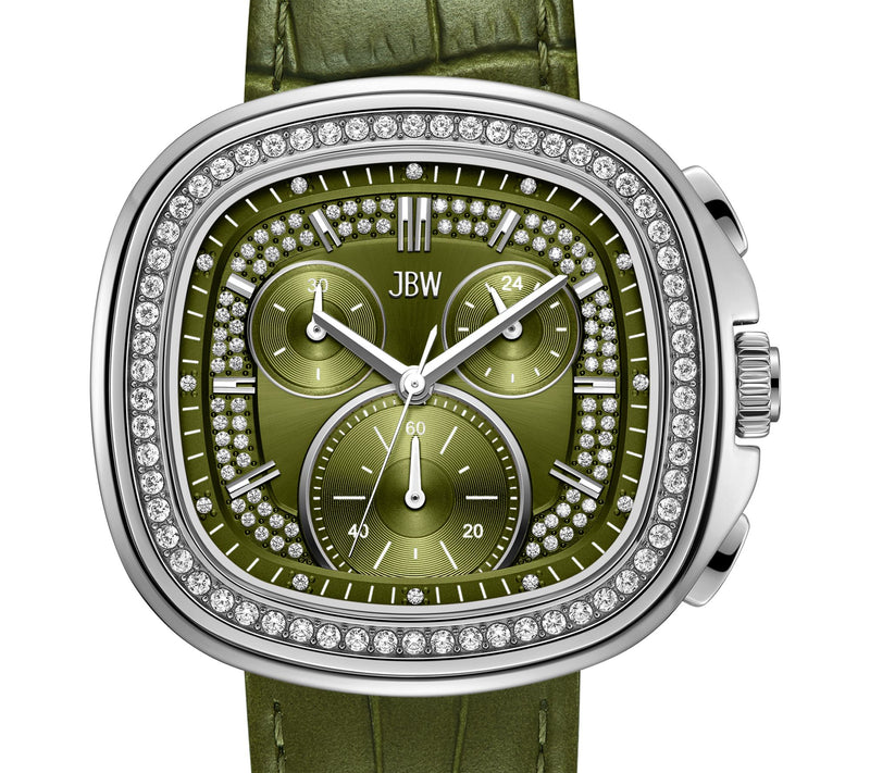 JBW Men's Coast Stainless Steel Crystal Green Strap Watch — View 4