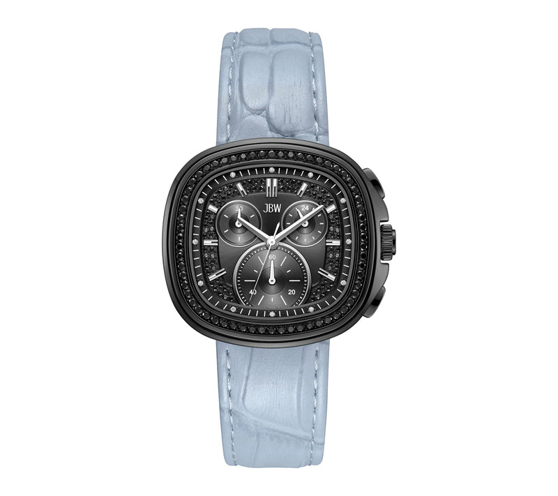 JBW Men's Coast Black IP Crystal Blue Strap Watch — View 7
