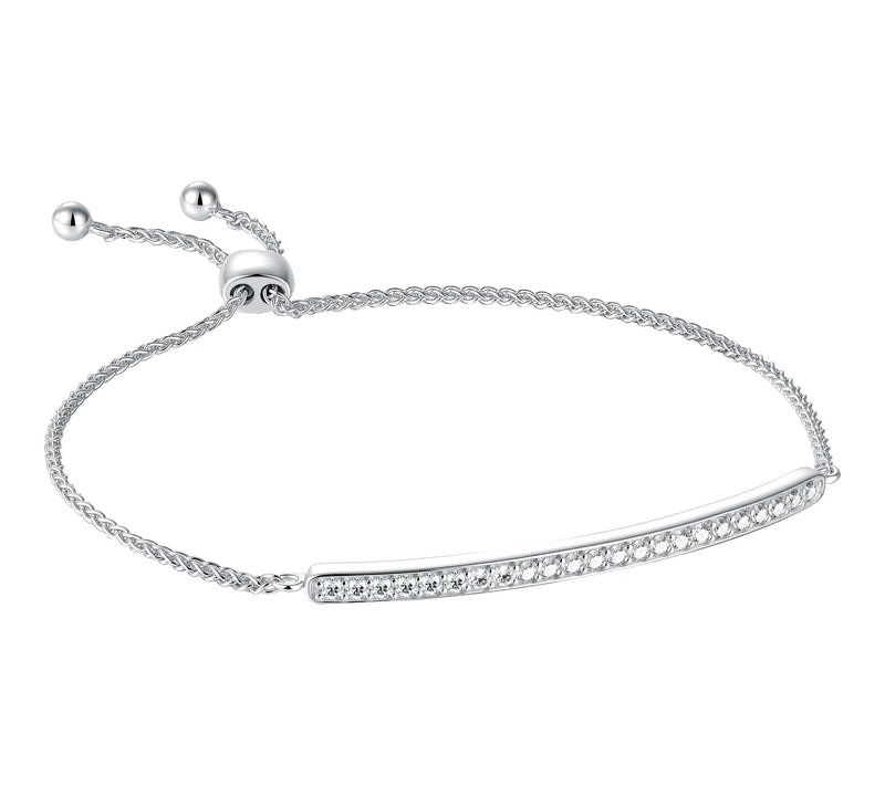 Fire Light Lab Grown Diamond Adjustable Bar Bracelet, Sterling — View 4