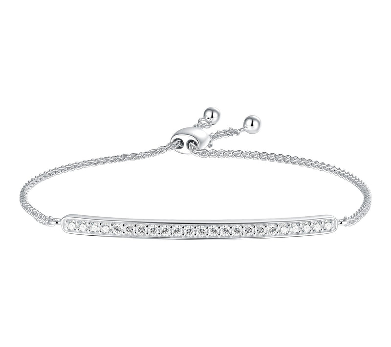 Fire Light Lab Grown Diamond Adjustable Bar Bracelet, Sterling — View 6