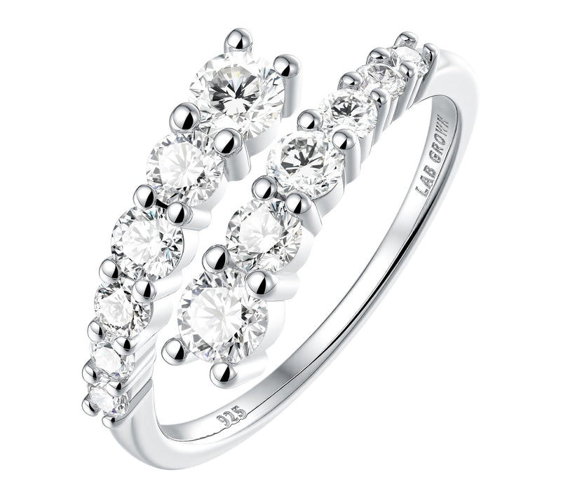 Fire Light Lab Grown Diamond 1.05 cttw Bypass Ring, Sterling — Main view