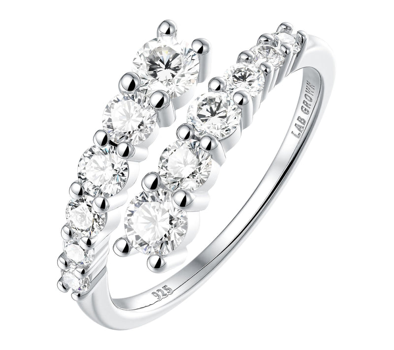 Fire Light Lab Grown Diamond 1.05 cttw Bypass Ring, Sterling — View 6