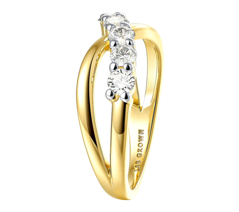 Fire Light Lab Grown Diamond Crossover Ring, 14K Gold Plated — View 4